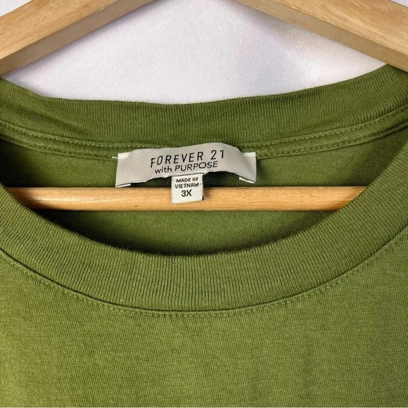 Forever 21 Green White Tree Graphic Short Sleeve T-Shirt 3X - Picture 3 of 4